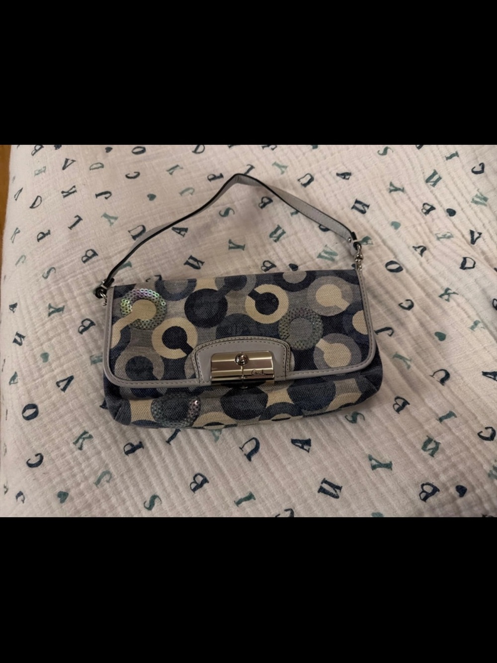 Coach Kristin Blue Canvas Bag with Sequins